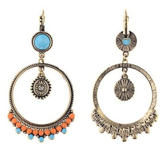 GOLD BOHEMIAN ROUND EARRINGS  - Picture 7 of 8